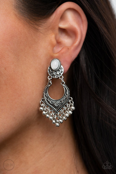 Paparazzi Summery Gardens - White Earrings