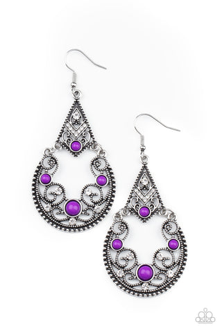 Paparazzi Bohemian Ball - Purple Earrings