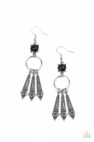 Paparazzi Prana Paradise - Black Earrings