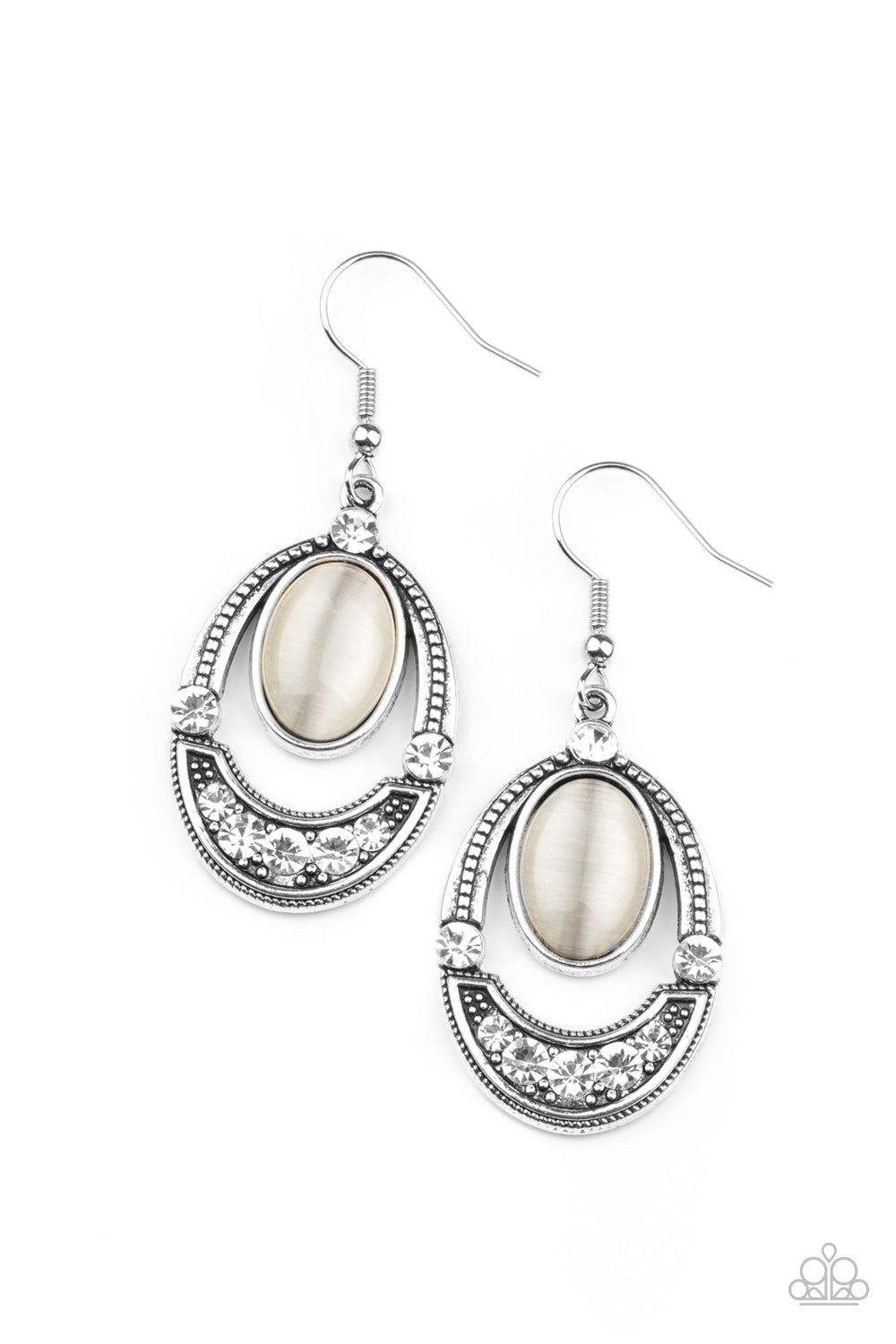 Paparazzi Serene Shimmer - White Earrings