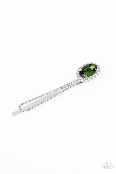 Paparazzi Gala Glitz - Green Hair Clip