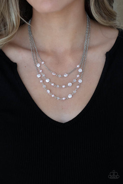 Paparazzi Let The Record GLOW - Pink Necklace