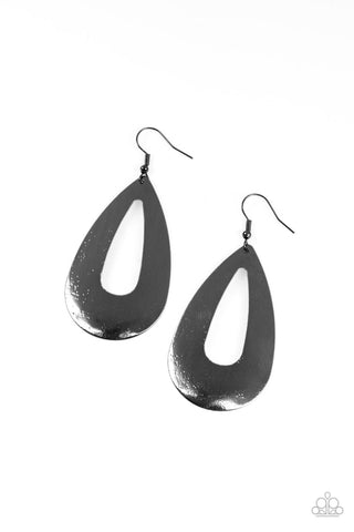 Paparazzi Hand It OVAL! - Black Earrings