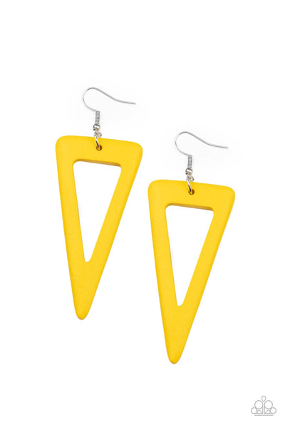 Paparazzi Bermuda Backpacker - Yellow Earrings