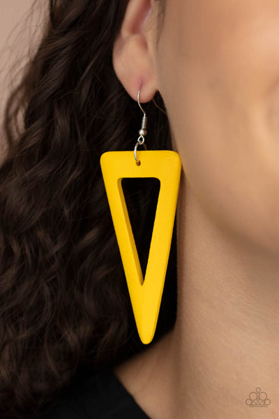 Paparazzi Bermuda Backpacker - Yellow Earrings