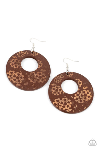 Paparazzi Galapagos Garden Party - Brown Earrings