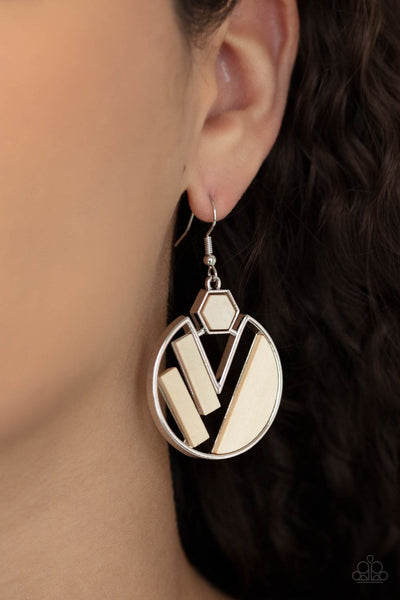 Paparazzi Petrified Posh - White Earrings