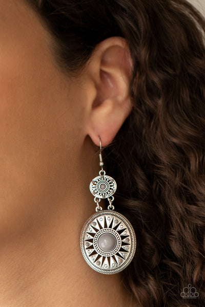 Paparazzi Temple of The Sun - Silver Earrings