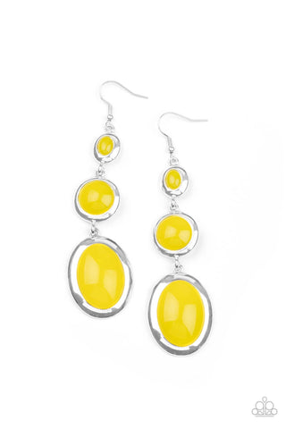Paparazzi Retro Reality - Yellow Earrings