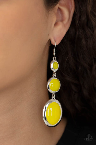 Paparazzi Retro Reality - Yellow Earrings
