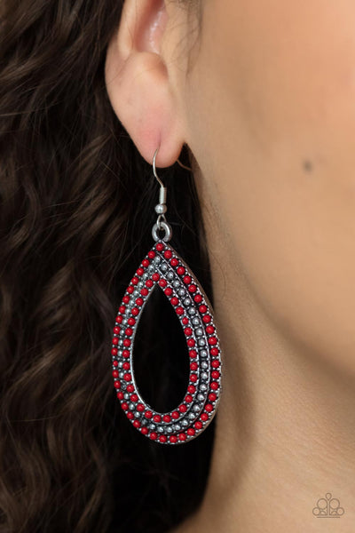 Paparazzi Tear Tracks - Red Earrings