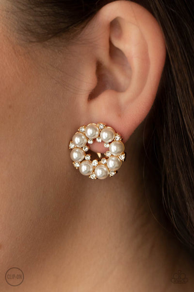Paparazzi Roundabout Ritz - Gold Earrings