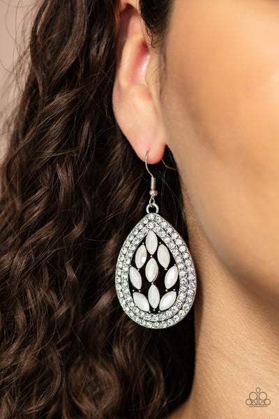 Paparazzi Encased Elegance - White Earrings
