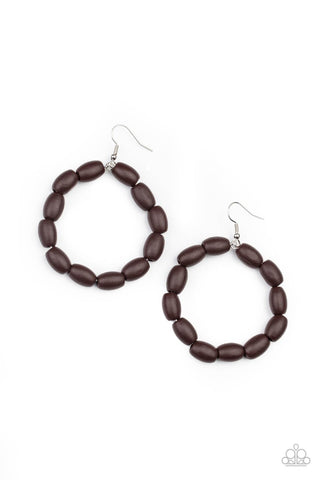 Paparazzi Living The WOOD Life - Brown Earrings