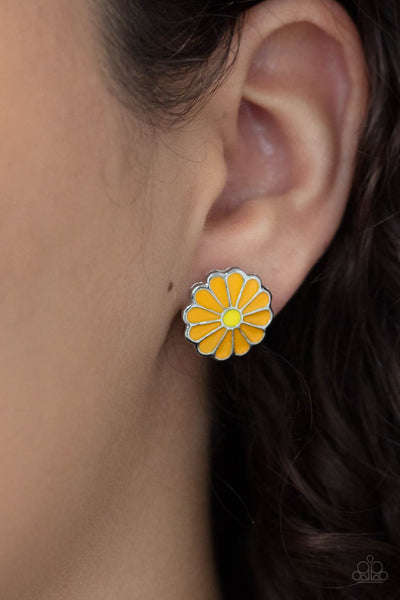 Paparazzi Budding Out - Orange Earrings