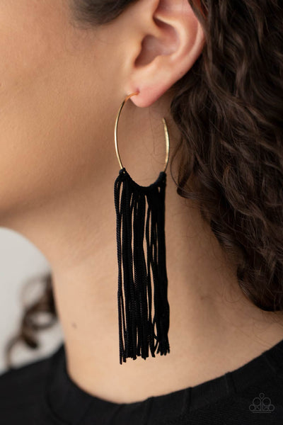 Paparazzi Flauntable Fringe - Gold Earrings