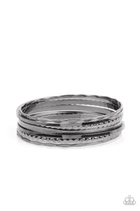 Paparazzi How Do You Stack Up? - Black Bracelet