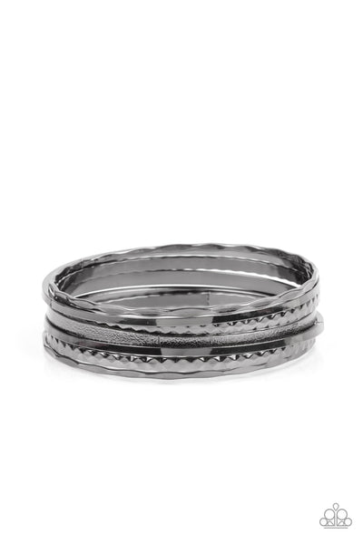 Paparazzi How Do You Stack Up? - Black Bracelet