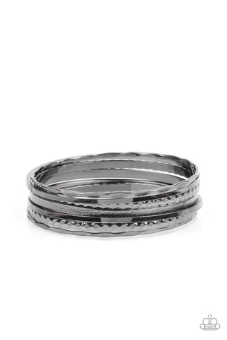 Paparazzi How Do You Stack Up? - Black Bracelet