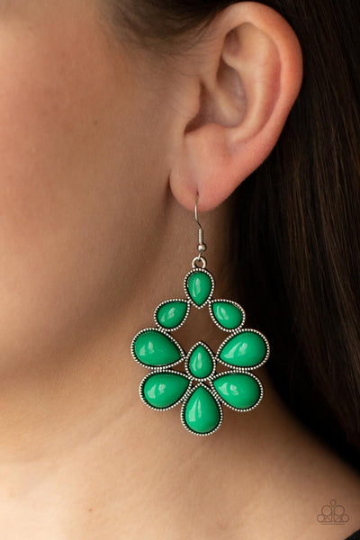Paparazzi In Crowd Couture - Green Earrings