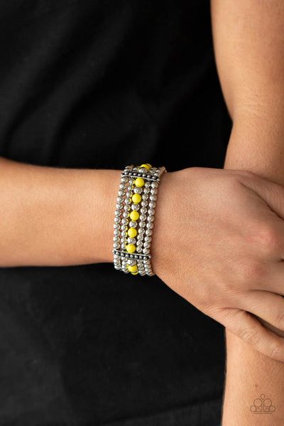 Paparazzi Gloss Over The Details - Yellow Bracelet