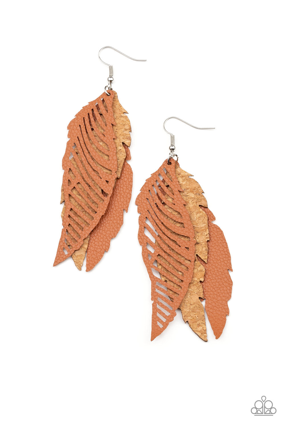 Paparazzi WINGING Off The Hook - Brown Earrings