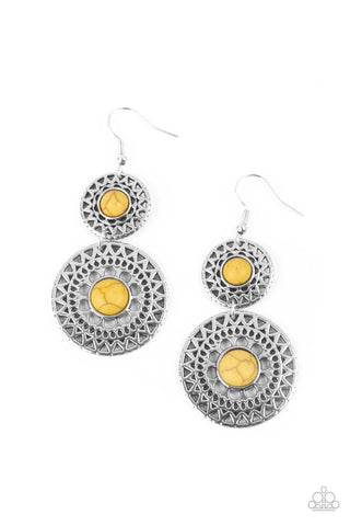 Paparazzi Sunny Sahara - Yellow Earrings