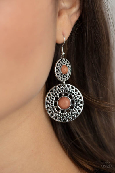 Paparazzi Sunny Sahara - Brown Earrings