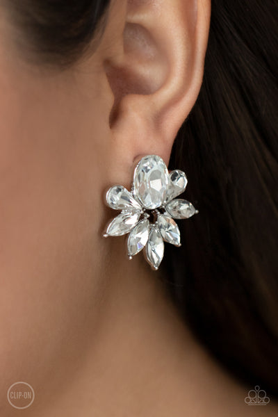 Paparazzi Fearless Finesse - White Earrings