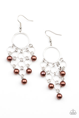 Paparazzi When Life Gives You Pearls - Brown Earrings