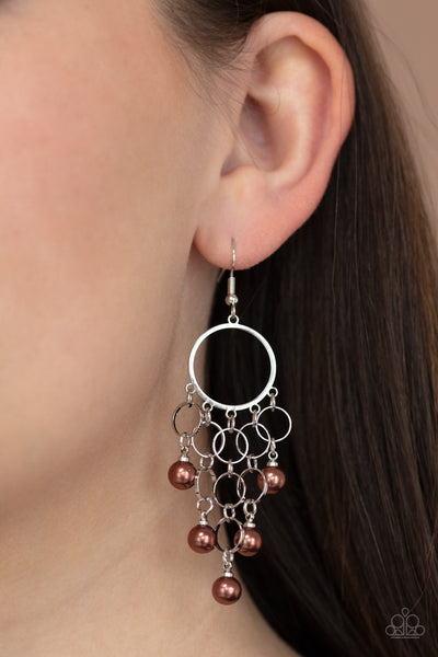 Paparazzi When Life Gives You Pearls - Brown Earrings