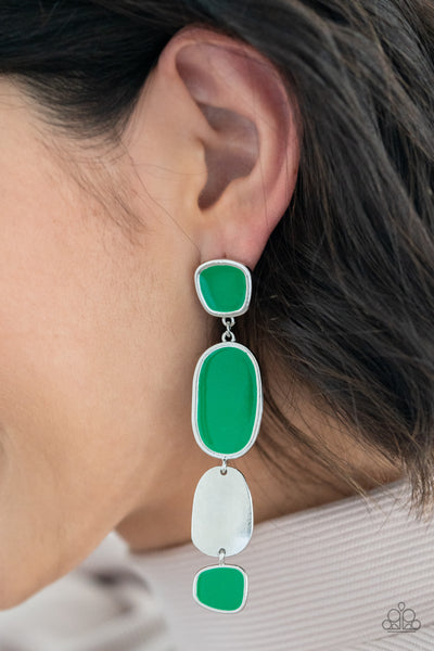 Paparazzi All Out Allure - Green Earrings