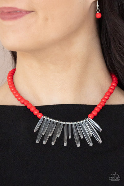 Paparazzi Icy Intimidation - Red Necklace