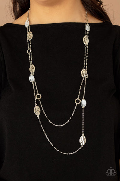 Paparazzi Cobble Creeks - White Necklace