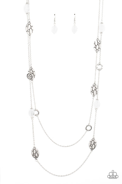 Paparazzi Cobble Creeks - White Necklace