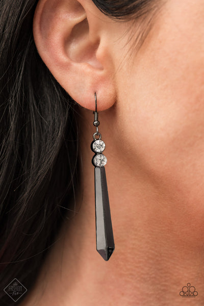 Paparazzi Sparkle Stream - Black Earrings