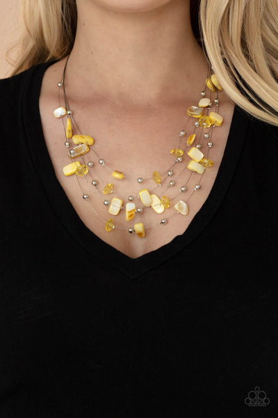 Paparazzi Prismatic Pebbles - Yellow Necklace