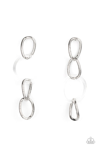 Paparazzi Talk In Circles - White Earrings