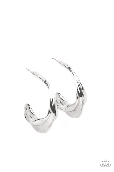 Paparazzi Modern Meltdown - Silver Earrings