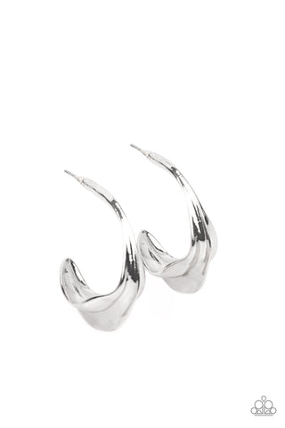 Paparazzi Modern Meltdown - Silver Earrings