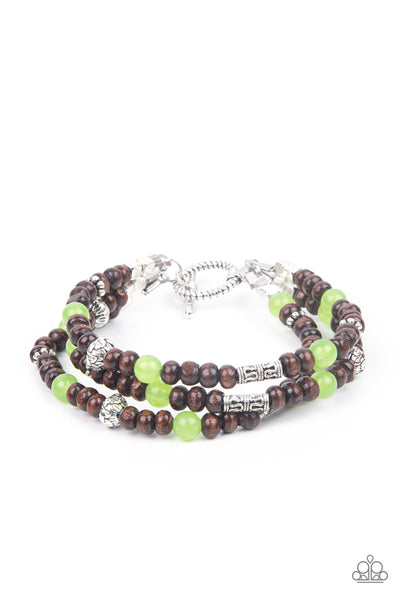 Paparazzi Woodsy Walkabout - Green Bracelet