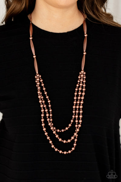 Paparazzi Beaded Beacon - Copper Necklace