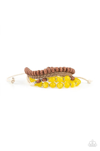 Paparazzi Down HOMESPUN - Yellow Bracelet