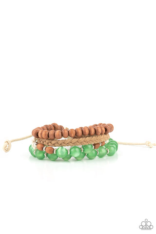 Paparazzi Down HOMESPUN - Green Bracelet