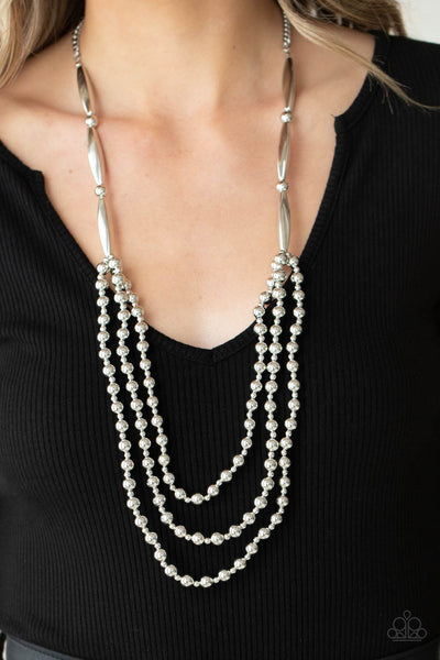 Paparazzi Beaded Beacon - Silver Necklace
