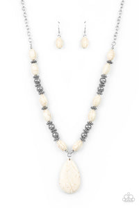 Paparazzi Blazing Saddles - White Necklace