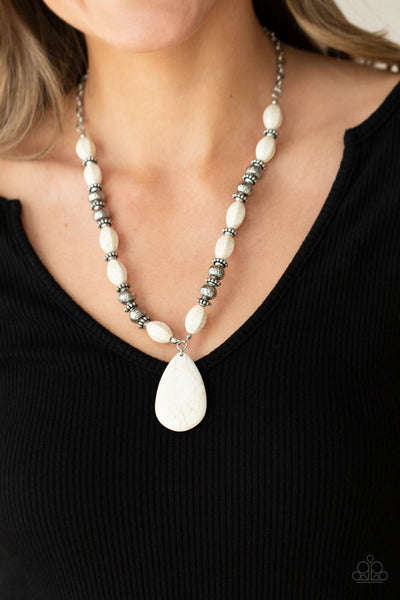 Paparazzi Blazing Saddles - White Necklace