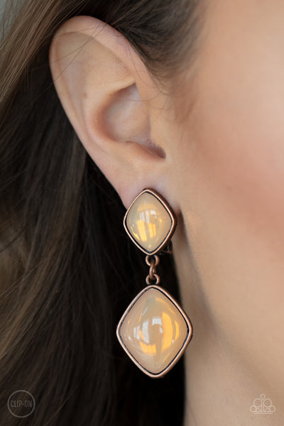 Paparazzi Double Dipping Diamonds - Copper Earrings