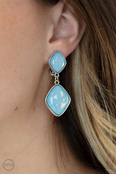 Paparazzi Double Dipping Diamonds - Blue Earrings