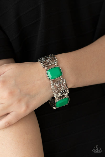 Paparazzi Colorful Coronation - Green Bracelet